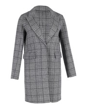 Theory Plaid Print Coat In Grey Cashmere Us2