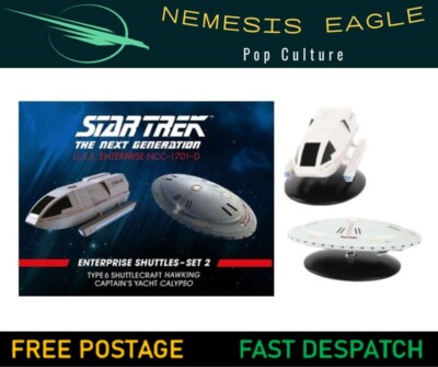 STAR TREK ENTERPRISE SHUTTLE SET 2 HAWKING & CPT YACHT CALYPSO XL RARE EAGLEMOSS