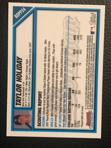 Béisbol Bowman Draft Picks & Prospect 2007 primera cromada - elige tarjetas - BDPP1 -80 - Imagen 38 de 104