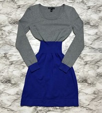 MANGO Basics Women's Dress Size XS Gray Purple Long Sleeve Bodycon Elastic Waist