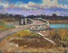 Original Painting Impressionist Landscape Bridge Acrylic/ Canvas Board  11"x14”