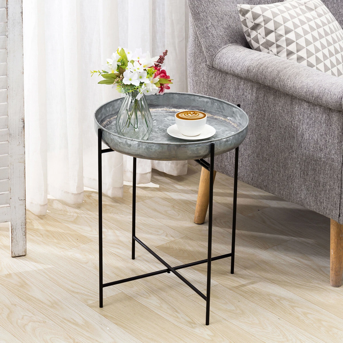 Tray metal end table deals
