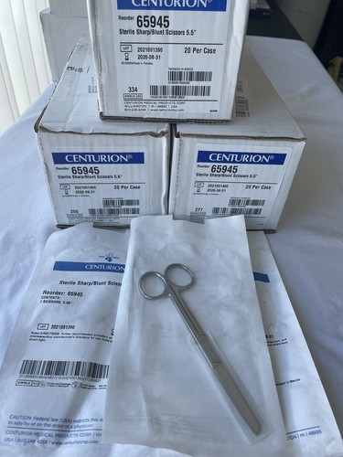 Centurion 65945 Scissors , Sterile sharp/ blunt scissors, 5.5”, 20/ box,(3 boxes - Picture 5 of 6