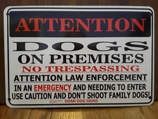 Metal Attention Dogs Sign For FENCE ,Beware Of Dog 8"x12" Warning