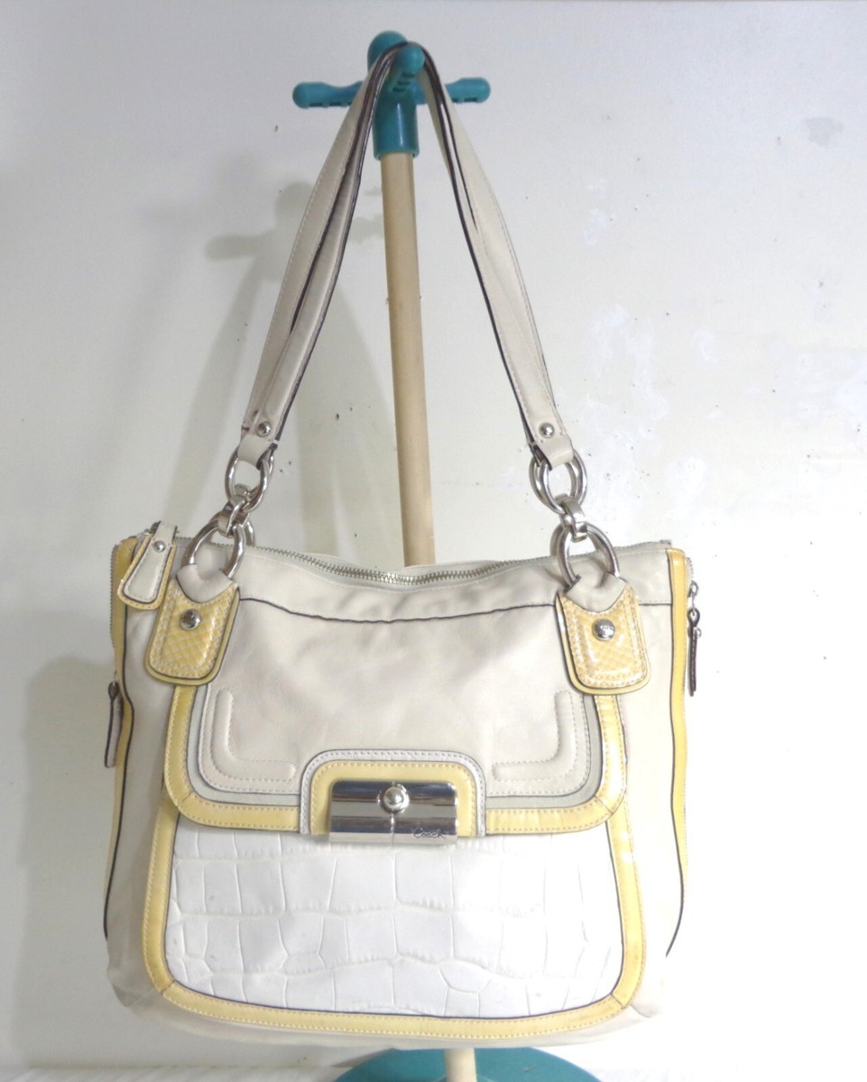 COACH KRISTIN SPECTATOR 18303 IVORY YELLOW LEATHER SHOULDER BAG