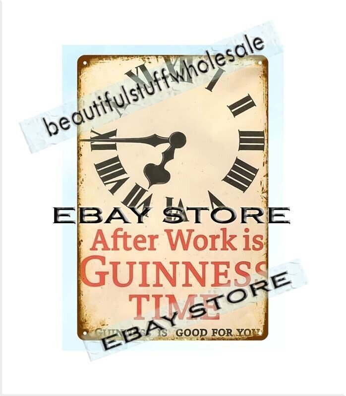 Irish Stout Beer Time Man Cave Diner Tin Sign for Garage Bar Decor