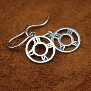 Tiffany & Co. Round "ATALAS Roman Numeral" Dangle Hook Earrings Sterling Silver