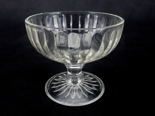 Vintage Clear Ribbed Depression Glass Sherbet Dessert Dishes Clear Stemmed,Star