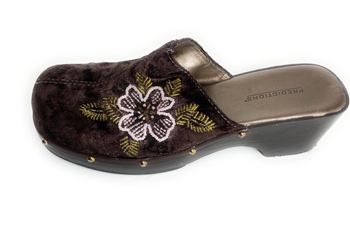 PREDICTIONS Suede Brown Clog Mule Shoes Size 6.5 Heel 2" - Picture 2 of 7