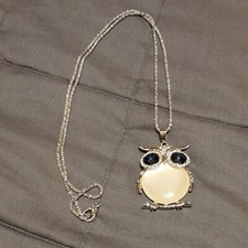 Owl Pendant Charm / 29" Chain Necklace