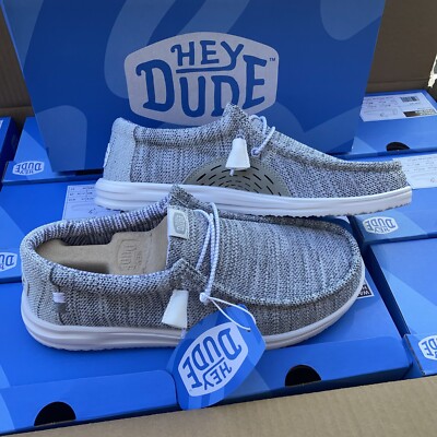 Hey Dude Men's Wally H2O Mix Shoes Sox Metal Grey Loafers Airflow