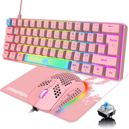 AU 60% RGB Wired Mechanical Gaming Keyboard and Mouse Blue Red Switch PC PS4 Mac - Picture 17 of 23