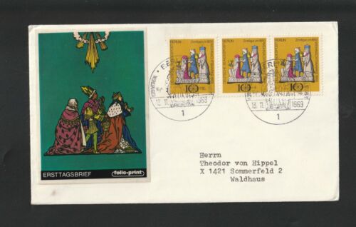 Timbres Berlin (Ouest) 1969 « Noël » FDC trois bandes - Photo 1/1