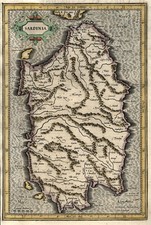 Sardegna Originale Incisione Cartina Geografica Mercator Hondius 1628
