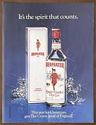 Beefeater Gin PRINT AD Its The Spitit That Counts The Crown Jewel of England