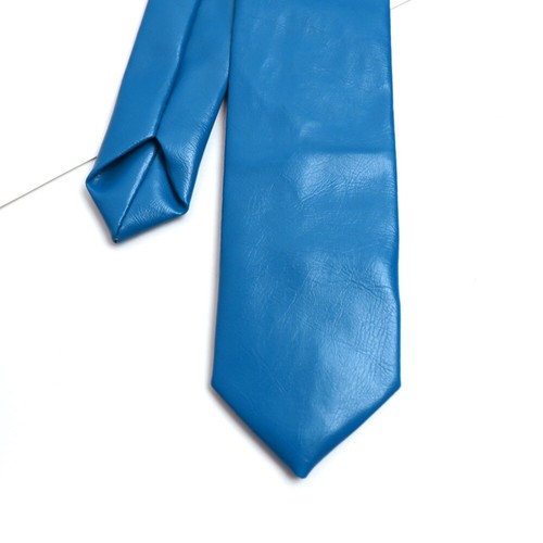 Narrow PU Leather Tie Solid Color Retro Cravat Classic Men Necktie Business - Picture 4 of 18