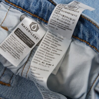 hi Levis 501 Original Fit High Rise Light Wash Distressed Blue Denim