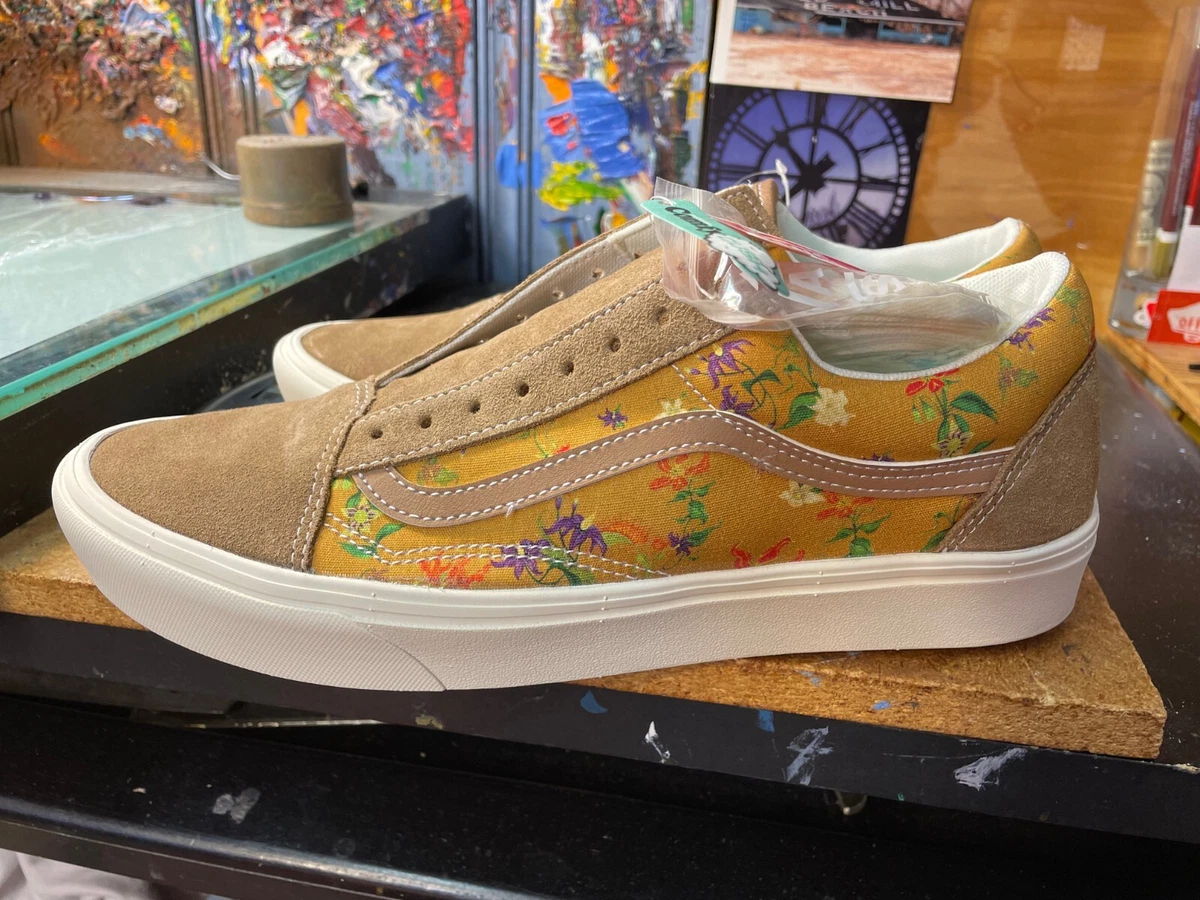 Gold floral vans cheap