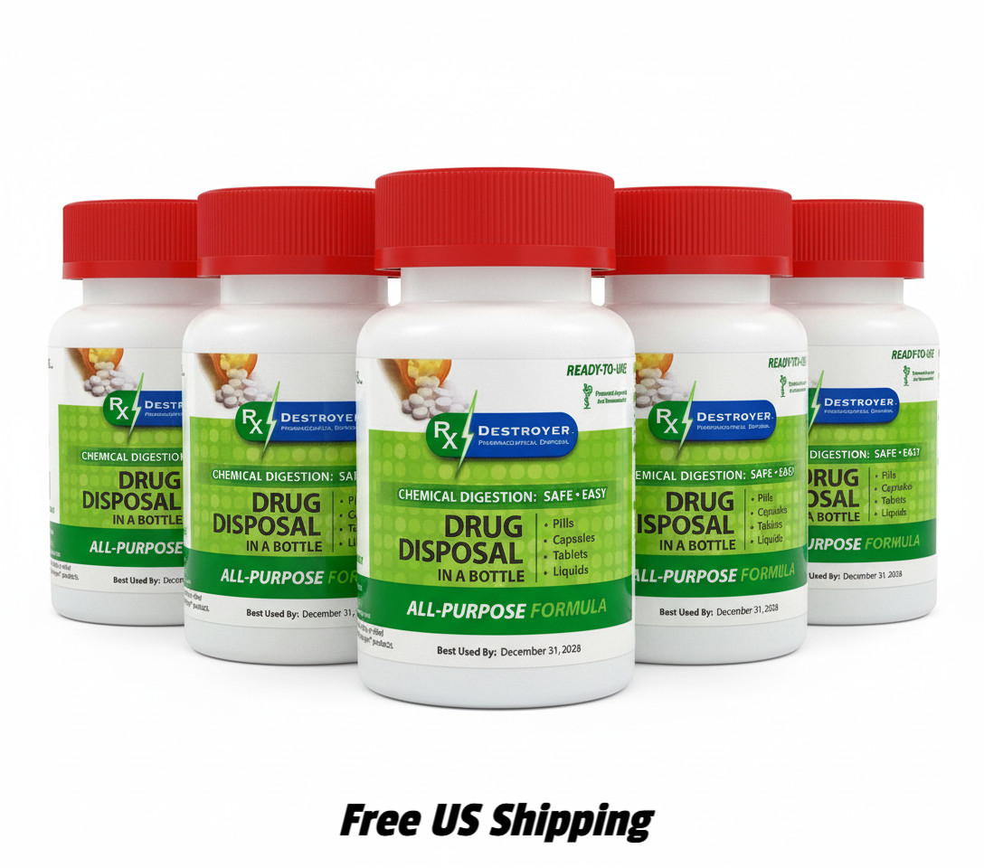 RX DESTROYER Drug Disposal Bottle 4 oz Safe and Easy Disposa