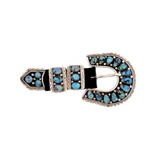 Martin Muskett, Buckle, Golden Hills Turquoise, Sterling Silver, Navajo, 5"