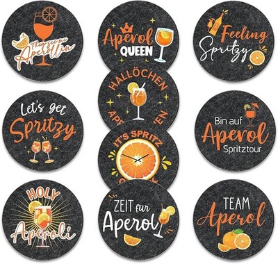 Aperol Untersetzer 10er Set - Geschenk für Aperol-Liebhaber, Tischdeko
