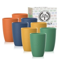 Wheat Straw Cups, Premium Alternative to Plastic Cup Set of 8, Unbreakable Li...
