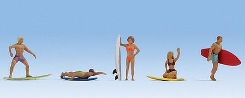 Noch 15853 HO Scale Surfers with Surfboards pkg(5)
