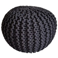 Knitted stool pouffe seat pouffe chunky knit pouffe anthracite Ø 45 cm
