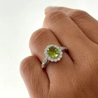 2CT Oval Lab Created Green Peridot Women's Wedding Ring 14K White Gold Plated