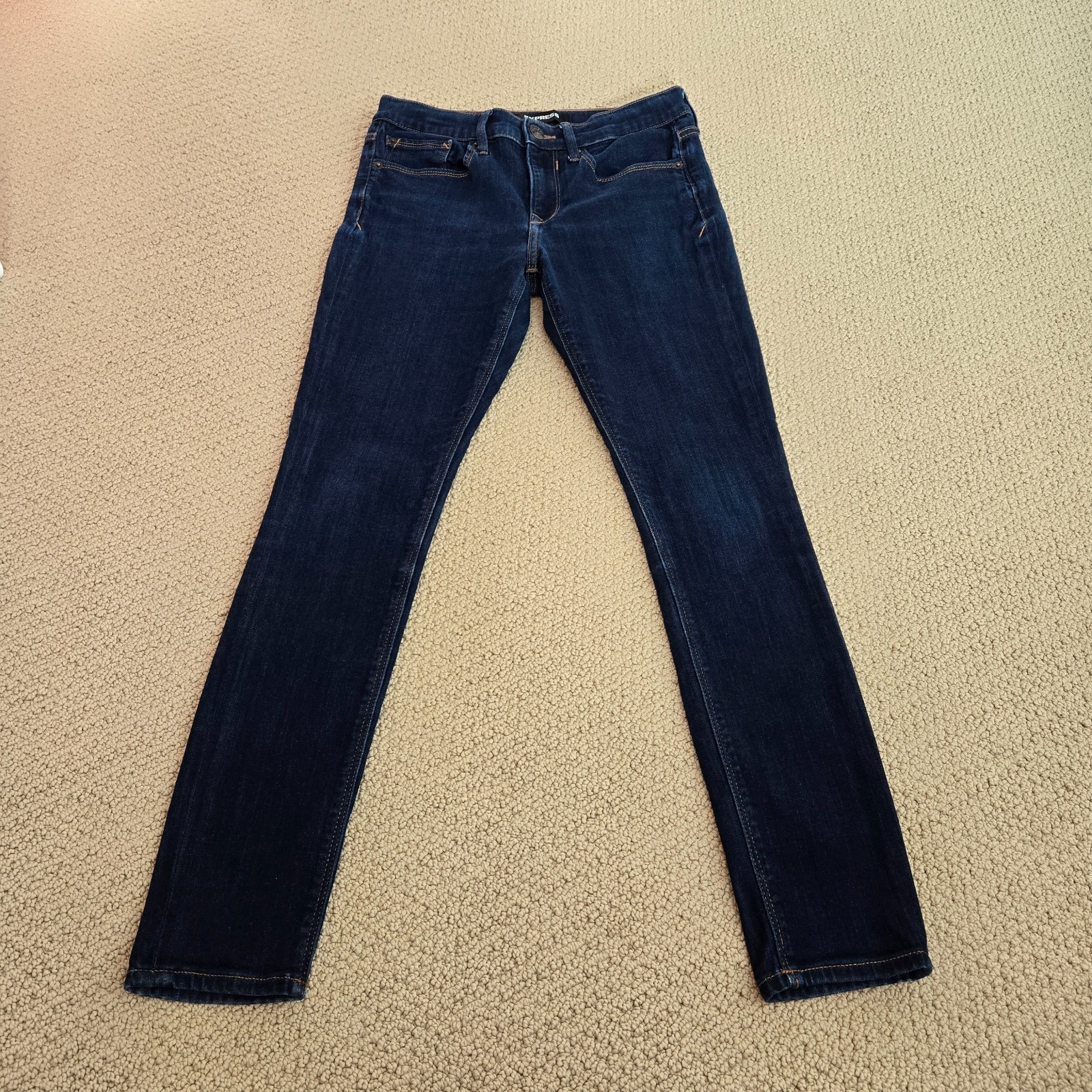 Express Jeans Womens 4R Mid Rise Legging Dark Wash Blue Denim Stretch Casual