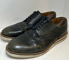 Men's Black Leather Hybrid Air Wingtip Oxford Dress Shoes Lace-Up Almond Toe