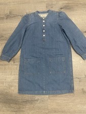 Madewell Size XS Blue Medium Wash Denim Chambray Shirt Dress Long Sleeve