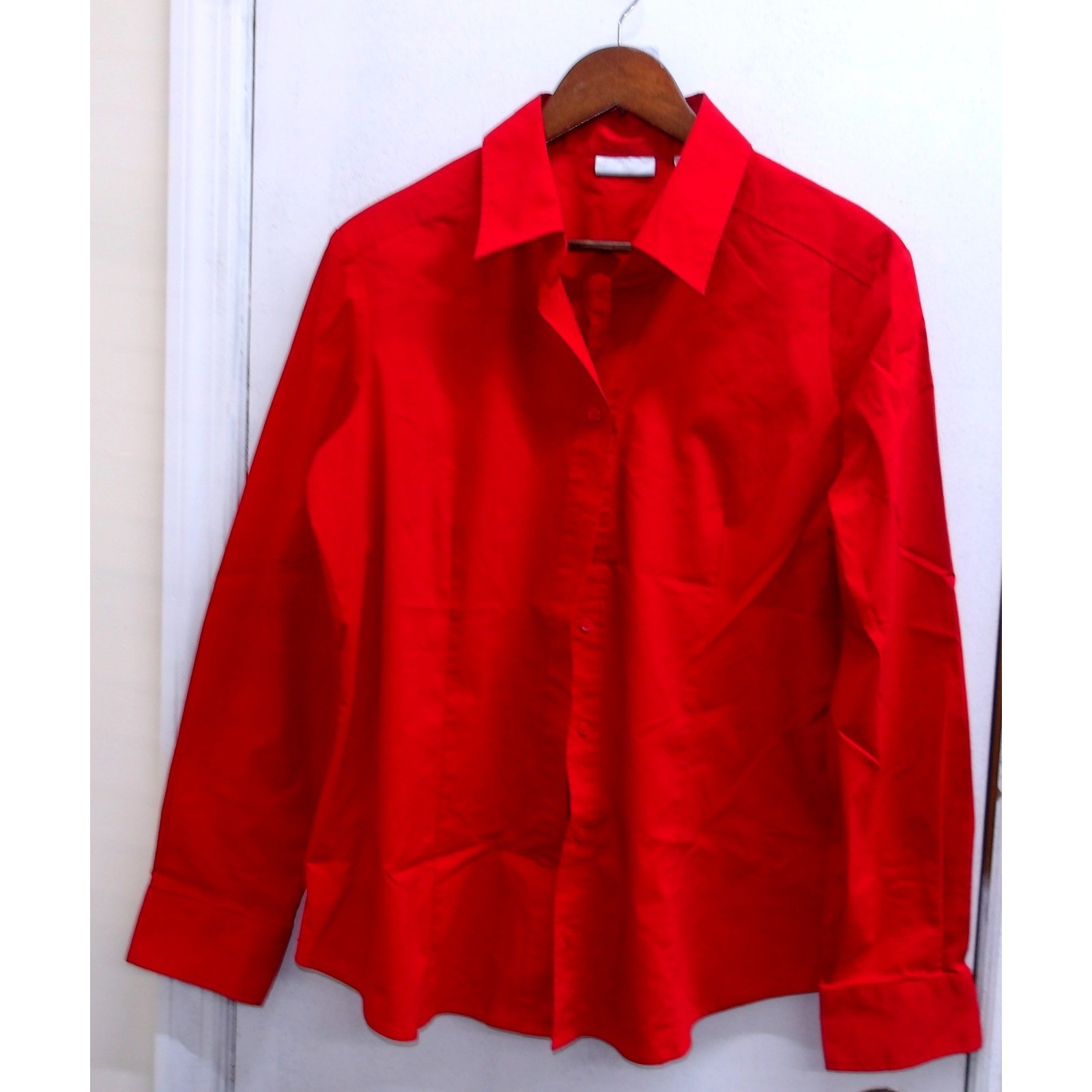 Classic Red Collared Button Down Shirt Women's XL… - image 2