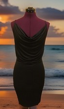 Fashion Nova Women's Black Stretch Bodycon Midi Dress Size L Stretchy Poly