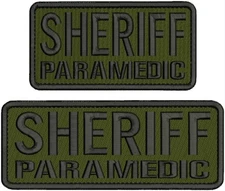 SHERIFF Paramedic embroidery patch 3x8 and 3x6 hook od green/black