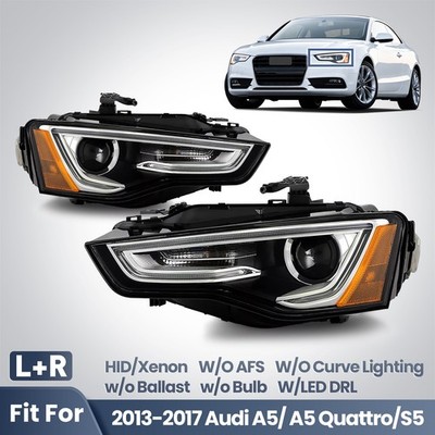 HID/Xenon Headlight For 2013-2017 Audi A5 S5 w/o Bulb&Ballast Left+Right Pair