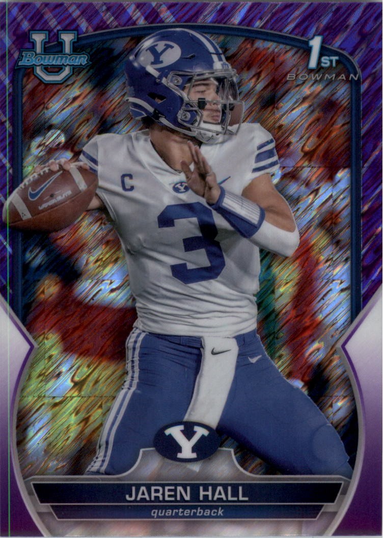 2022 Bowman Chrome University Purple Shimmer Refractors #85 Jaren Hall - FB