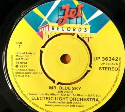 Electric Light Orchestra - Mr. Blue Sky  7" Vinyl  Single 1977 Jet Records