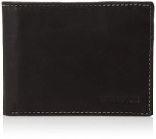Steve Madden Men's Leather Wallet Extra Capacity One Size, Black/Antique