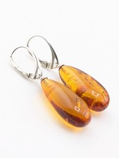 edle Bernstein Ohrringe Hänger  Bernstein dicke Pampeln 925er Silber Vintage