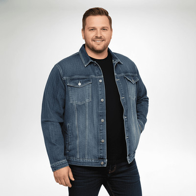 Basic Jeans-Jacke in Stone in Übergröße von BigTiger 0500