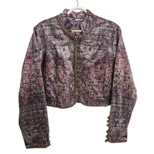 Soft Surroundings Icon Velvet Bolero Crop Jacket Large Urbina Umber Elegant Chic