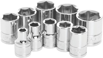 Performance Tool 10pc 3/8 Drive SAE Shallow Socket Set Chrome Vanadium W38002