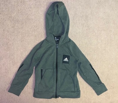adidas Originals Kapuzenpullover mit Reißverschluss Kinder Jungen 5-6 Jahre grün Logo Kängurutasche