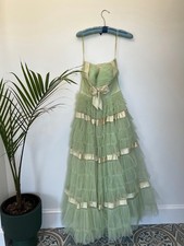 Vintage 1950s Light Green Tulle Party Dress  Fairycore Prom Gown  Tea Party XS