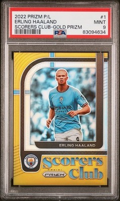 Prizm Premier League 2022 Erling Haaland Scorers Club  3/10 True Gold - PSA 9