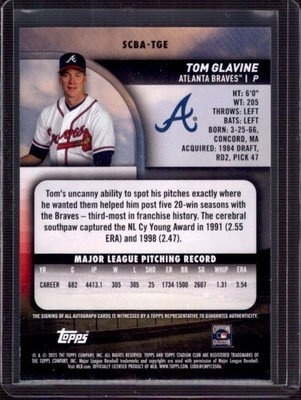 2025 Topps Stadium Club - Autographs Tom Glavine #SCBA-TGE Yellow 