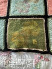 Vintage  50’s 60’s Wool Patchwork Throw Blanket Stencil Floral Cottagecore 50x64 — photo 3