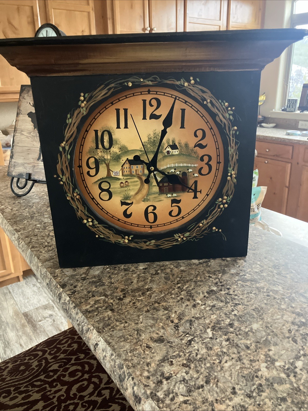 wall clock battery operated used Log cabin House New Motor And Battery.