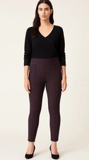 Nine West Front Seam Dressy Leggings Size M Stretch Plum/Brown Textured Knit